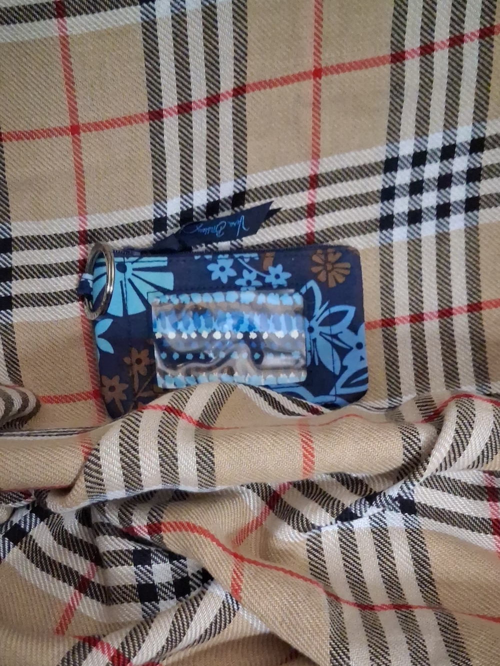 Vera Bradley Navy Blue Floral ID Card Holder Keyring